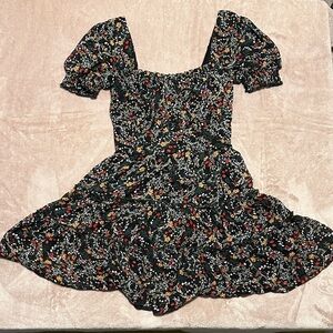 Floral Black Casual Dress